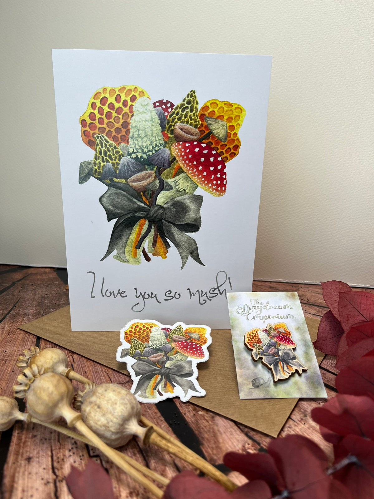 Autumn Fungi Bouquet Card