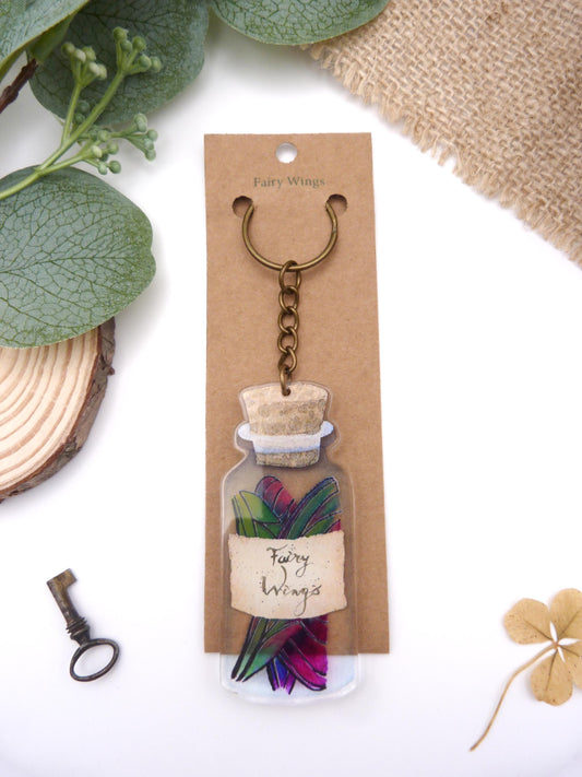 Bottled Fairy Wings Keyring