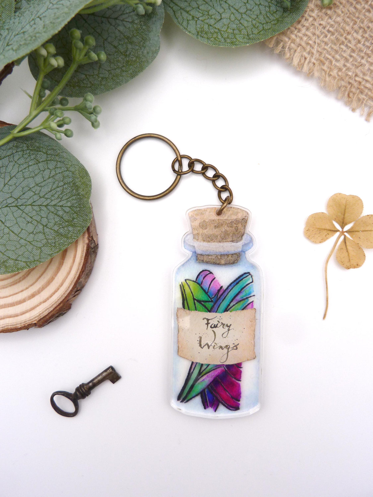 Bottled Fairy Wings Keyring
