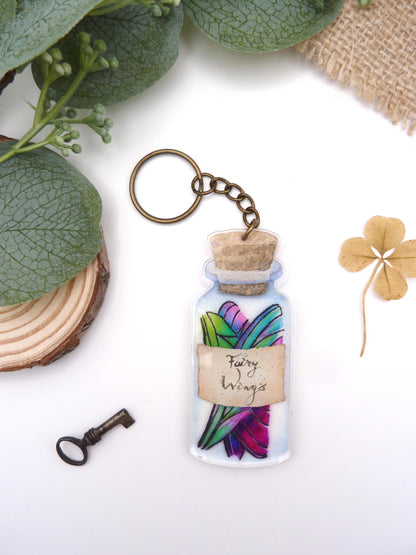 Bottled Fairy Wings Keyring