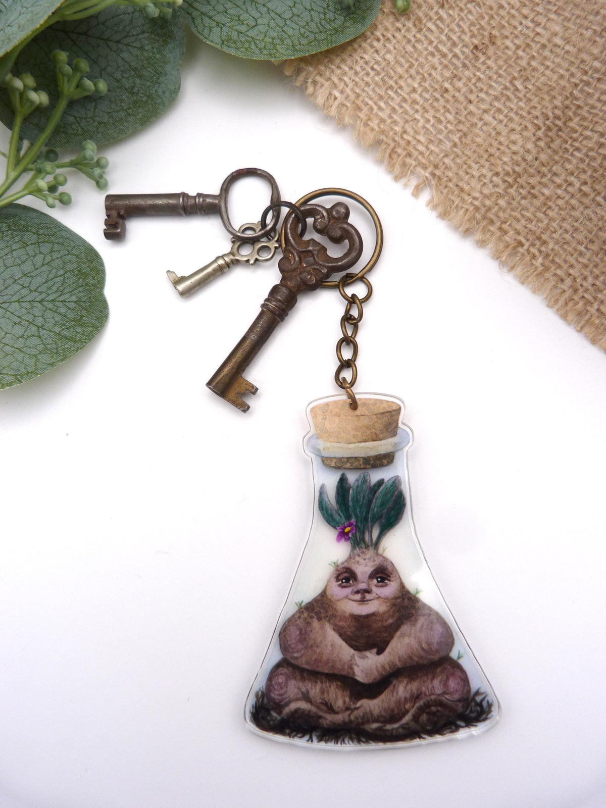 Bottled Mandrake (Flask) Keyring