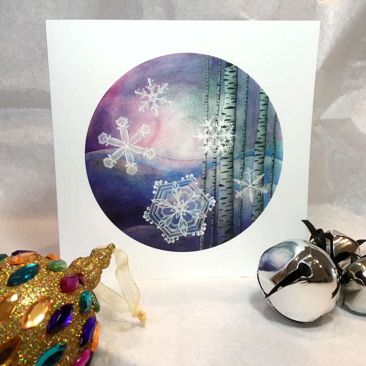 Aurora Borealis Snowflake Christmas Card