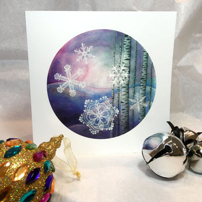 Aurora Borealis Snowflake Christmas Card