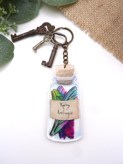 Bottled Fairy Wings Keyring