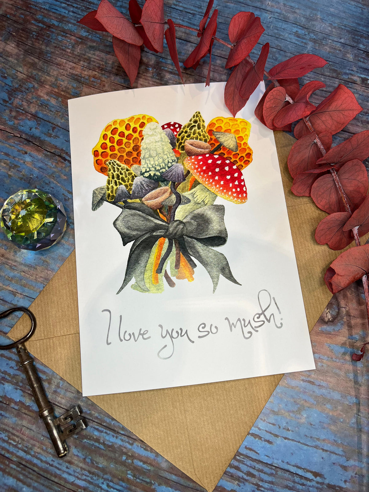 Autumn Fungi Bouquet Card