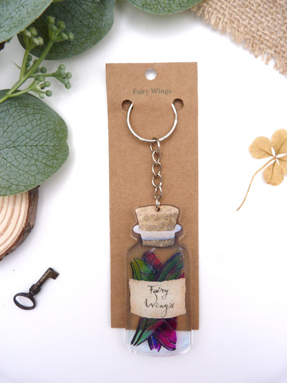 Bottled Fairy Wings Keyring