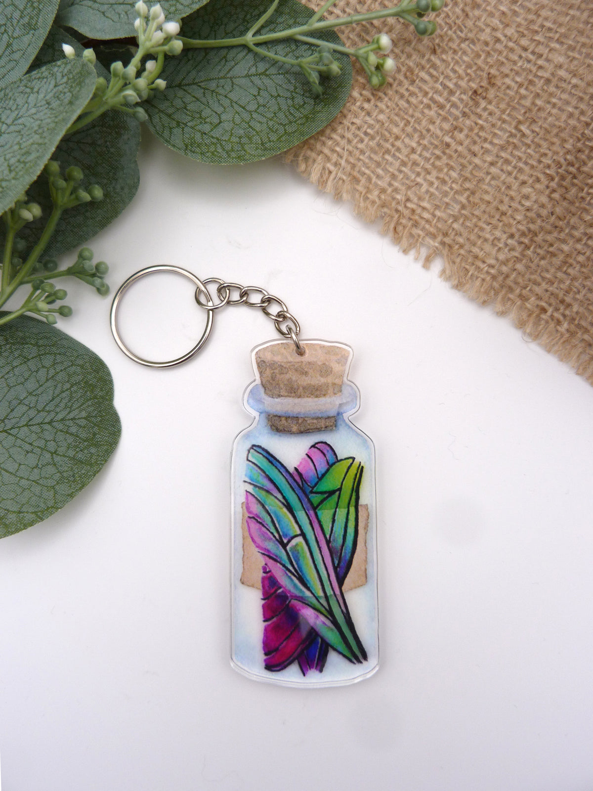 Bottled Fairy Wings Keyring
