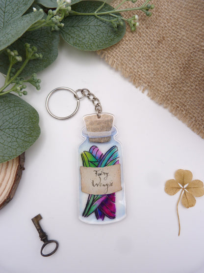 Bottled Fairy Wings Keyring