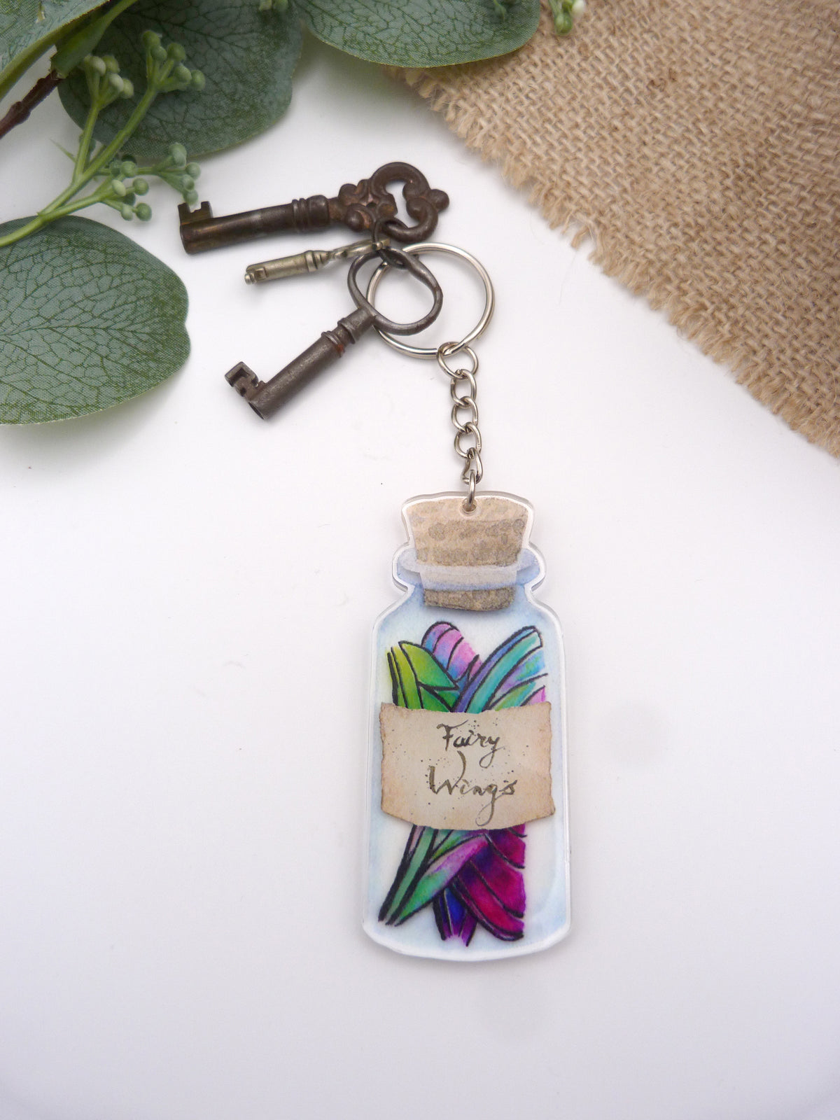 Bottled Fairy Wings Keyring