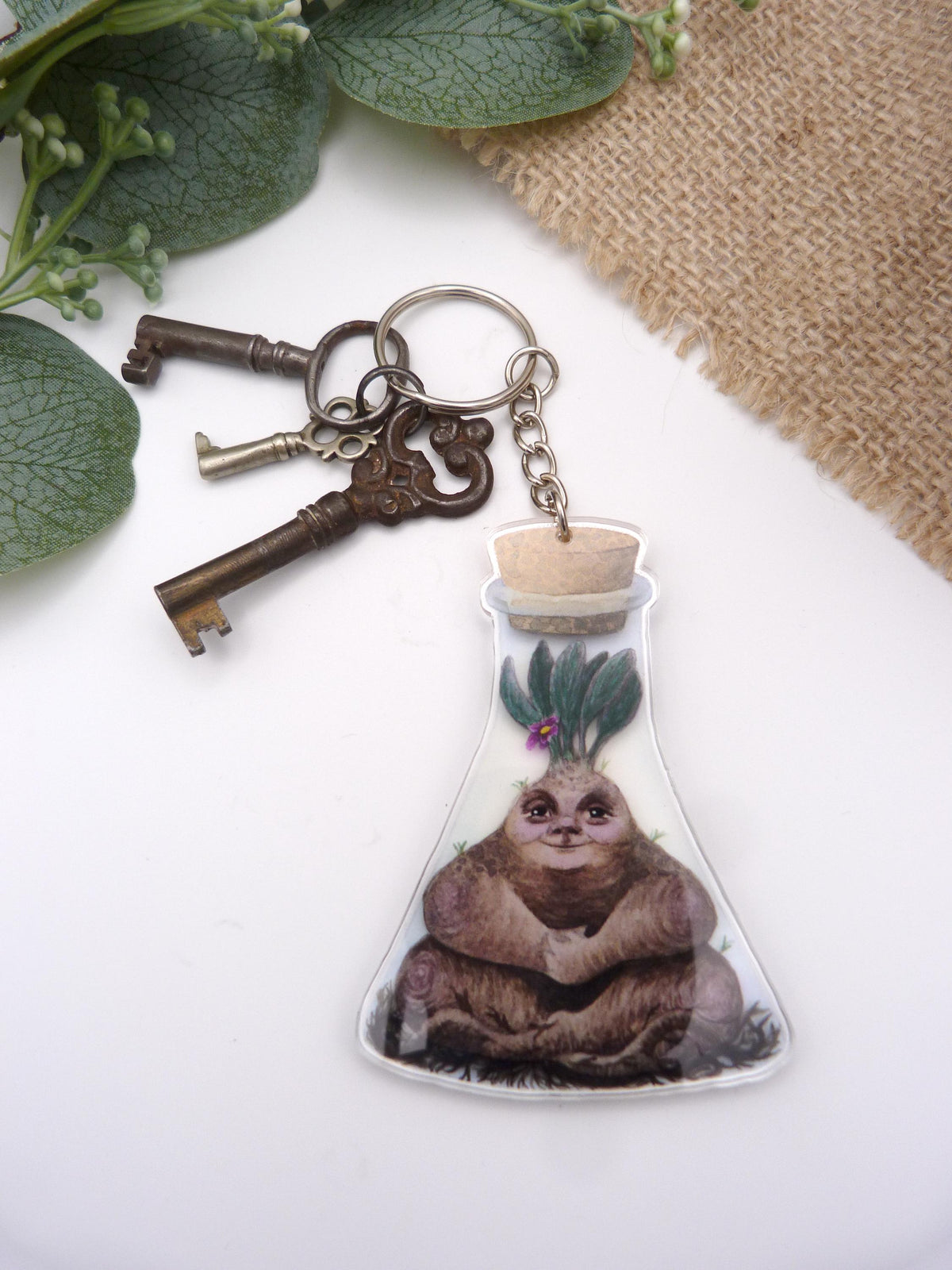 Bottled Mandrake (Flask) Keyring