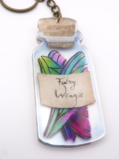 Bottled Fairy Wings Keyring